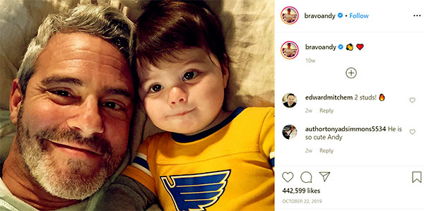 Image of Caption: Andy Cohen with his son Benjamin Allen Cohen