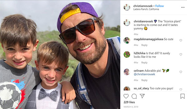 Image of Caption: Chrisitan Rovsek with his son Preston and Kingston